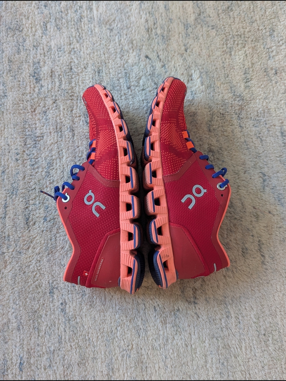 On Running Women's Red and Blue Cloudflow Sneakers - Picture 6 of 9